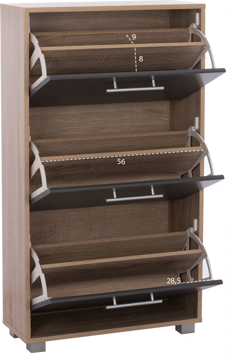 Lesena omara za čevlje DAVINA FH2221.04 sonama-siva 3 položaji 62x24x110 cm