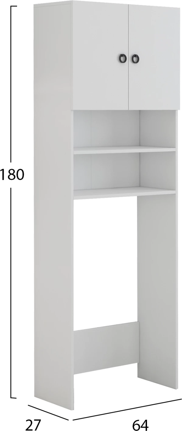 Pohištvo za pralni stroj TERRY z omarico in policami iz melamina belo 64Χ27Χ180Hcm.FH9122.11