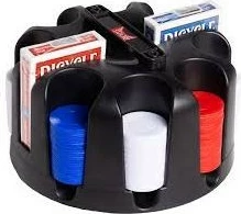 Set poker čipov z vrtljivim stojalom, Bicycle, 200 kosov, plastika, modra/rdeča/bela