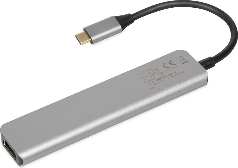 Dock za prenosnik IBOX IUH3SL4K, USB 3.2 Gen 1 (3.1 Gen 1) Type-C, Power Delivery 100W, srebrn