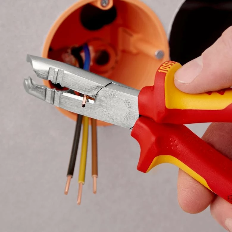 Izolacijske klešče za odstranjevanje izolacije Knipex 13 46 165, 165 mm, rdeče/rumene