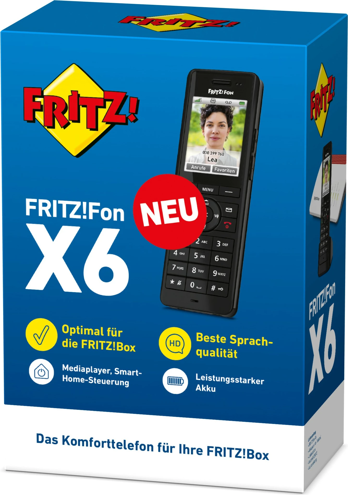 DECT telefon z brezžičnim nosilcem, 300 stikov, črn, AVM FRITZ!Fon X6