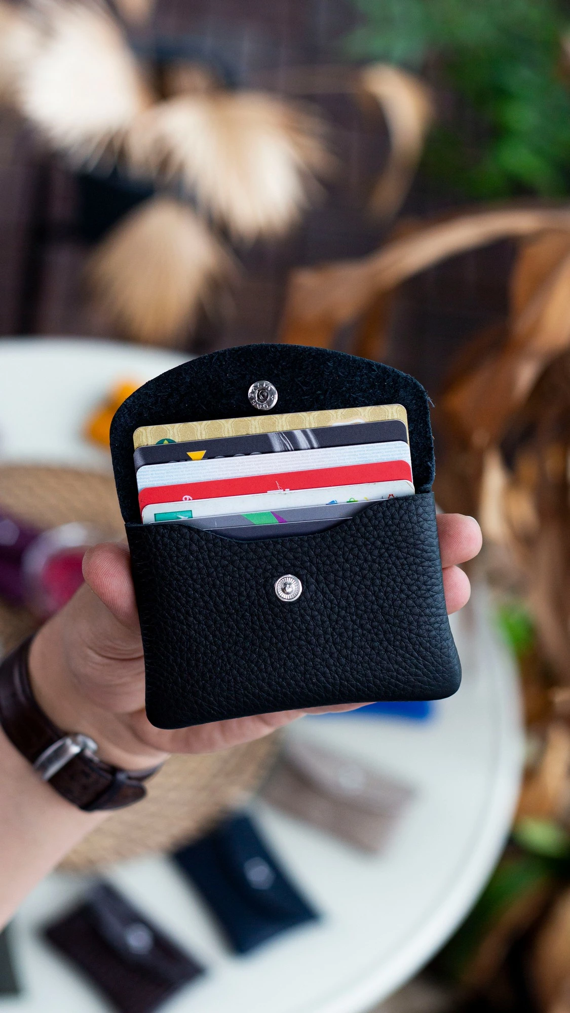 Držalo za kartice iz pravega usnja, Zoozie Bags Murcia, črno v2