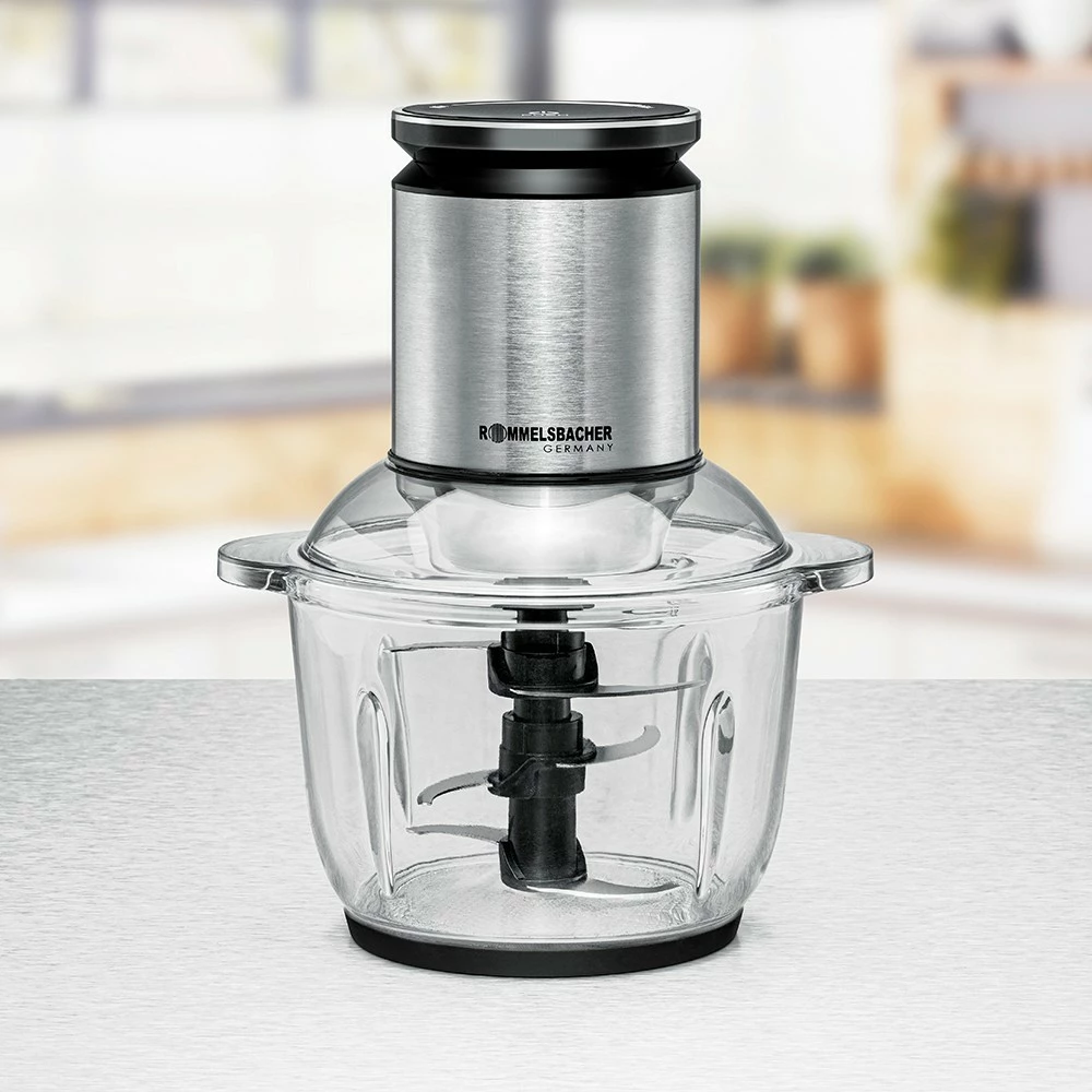 Pripomoček za rezanje hrane Rommelsbacher MZ 600, 2 L, 600 W, inox, črn