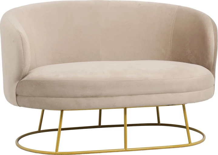 Dvosed, žamet bež-zlato, zlate kovinske noge, 135x75x85 cm Rony