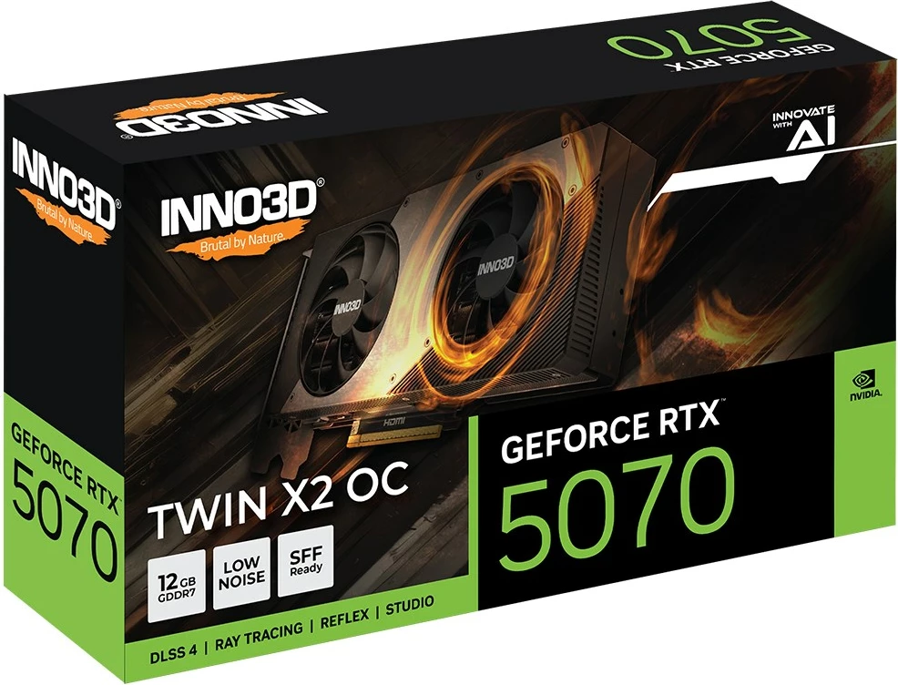 Grafična kartica INNO3D GeForce RTX 5070 TWIN X2 OC, 12 GB, črna