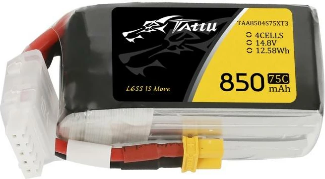 LiPo baterija 850mAh 14,8V 75C 4S1P, XT-30, Tattu