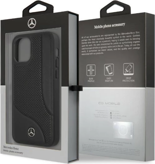 Ovitek za iPhone 12 Pro Max, naravno usnje, črn, Mercedes MEHCP12LCDOBK