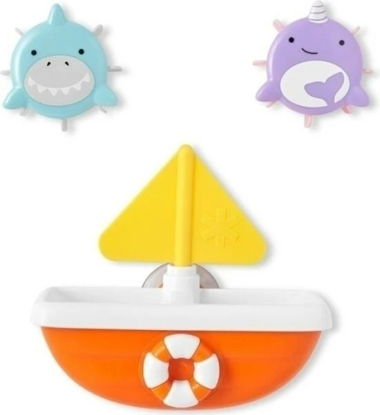 Igrača za kopel Tip & Spin Boat, Skip Hop ZOO, set 3-delni, večbarvna