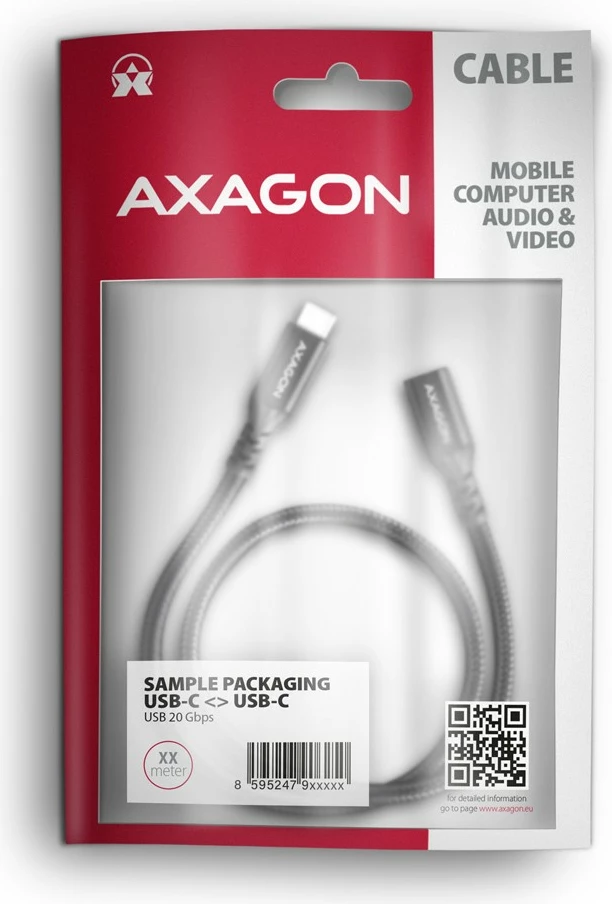 Podaljšek USB-C AXAGON BUCM32-CF05AB, 0,5 m, 20Gbps, 240W, črn