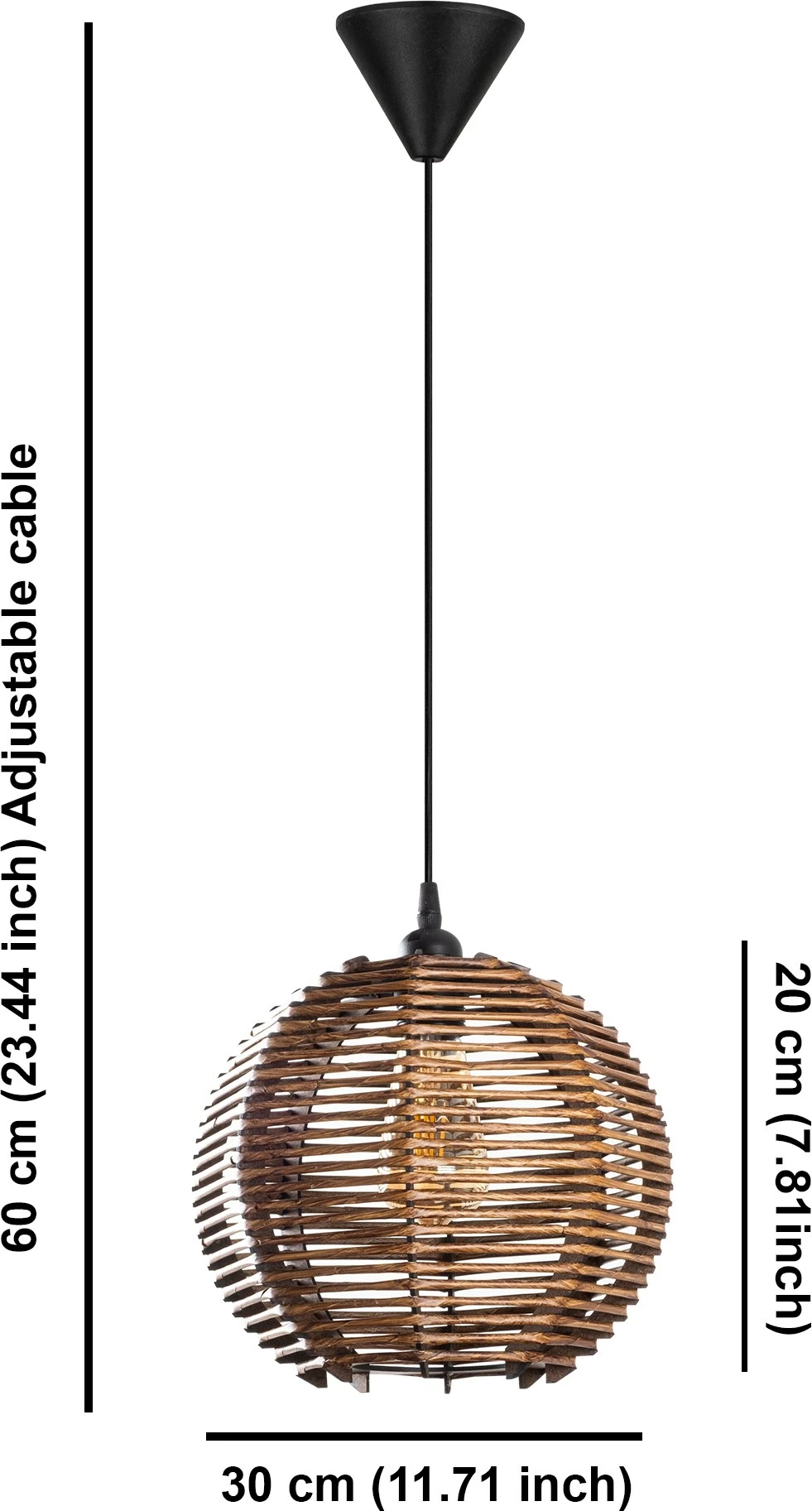 Stropna svetilka, bambusna sfera Opviq