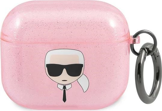 Zaščitni ovitek za AirPods 3, Karl Lagerfeld KLA3UKHGP, rožnat s sijajem