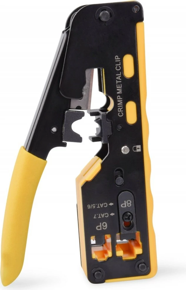 Krmilno orodje za stiskanje konektorjev Digitus DN-94025 za RJ45 Cat.5e/Cat.6, RJ12, RJ11, kovinsko, z rezanjem in odstranjevanjem izolacije