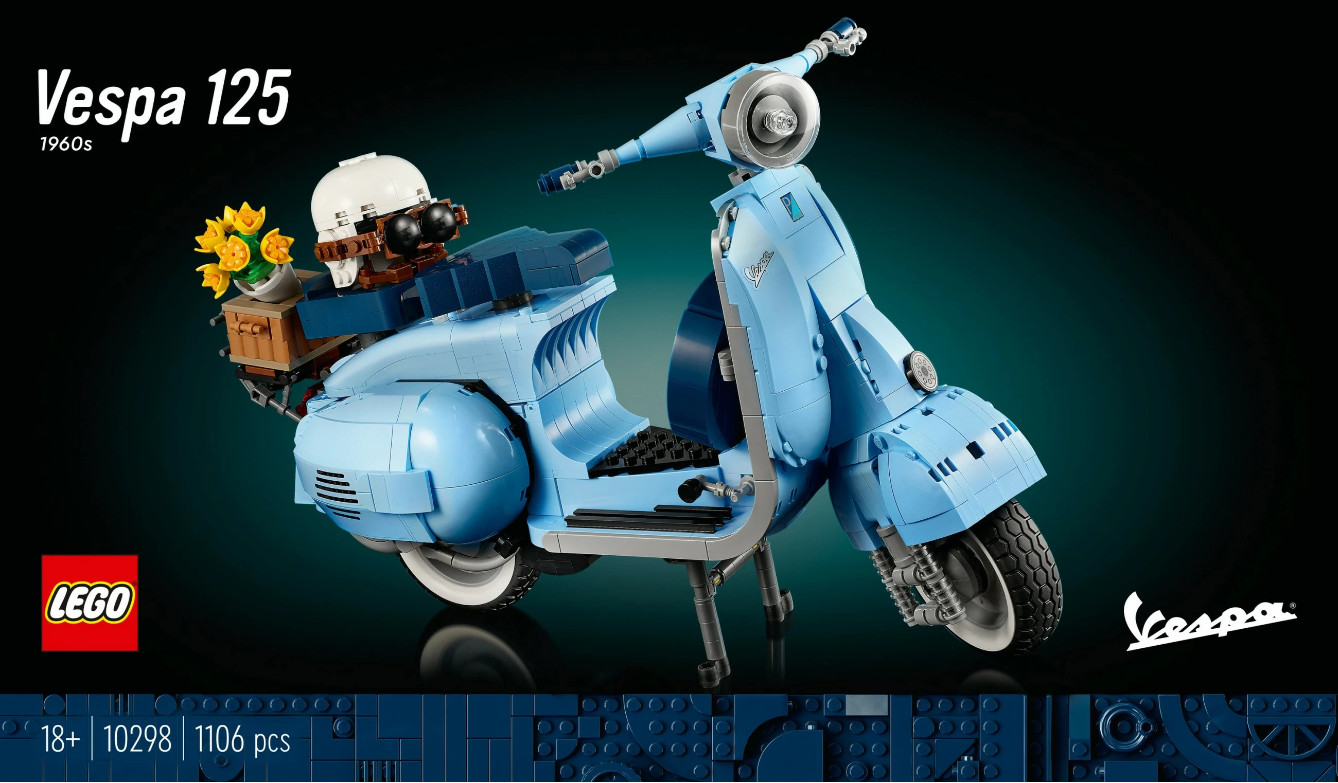 Model skuterja Vespa 125, komplet LEGO Creator Expert, 1107 kosov, večbarven