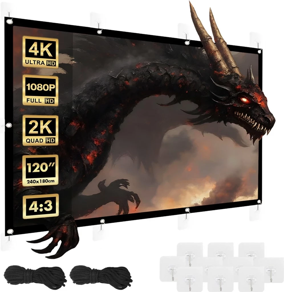 Ekran projekcije, 120" (240x180 cm), 4:3, poliester, zatezne kljukice — Maclean MC-169