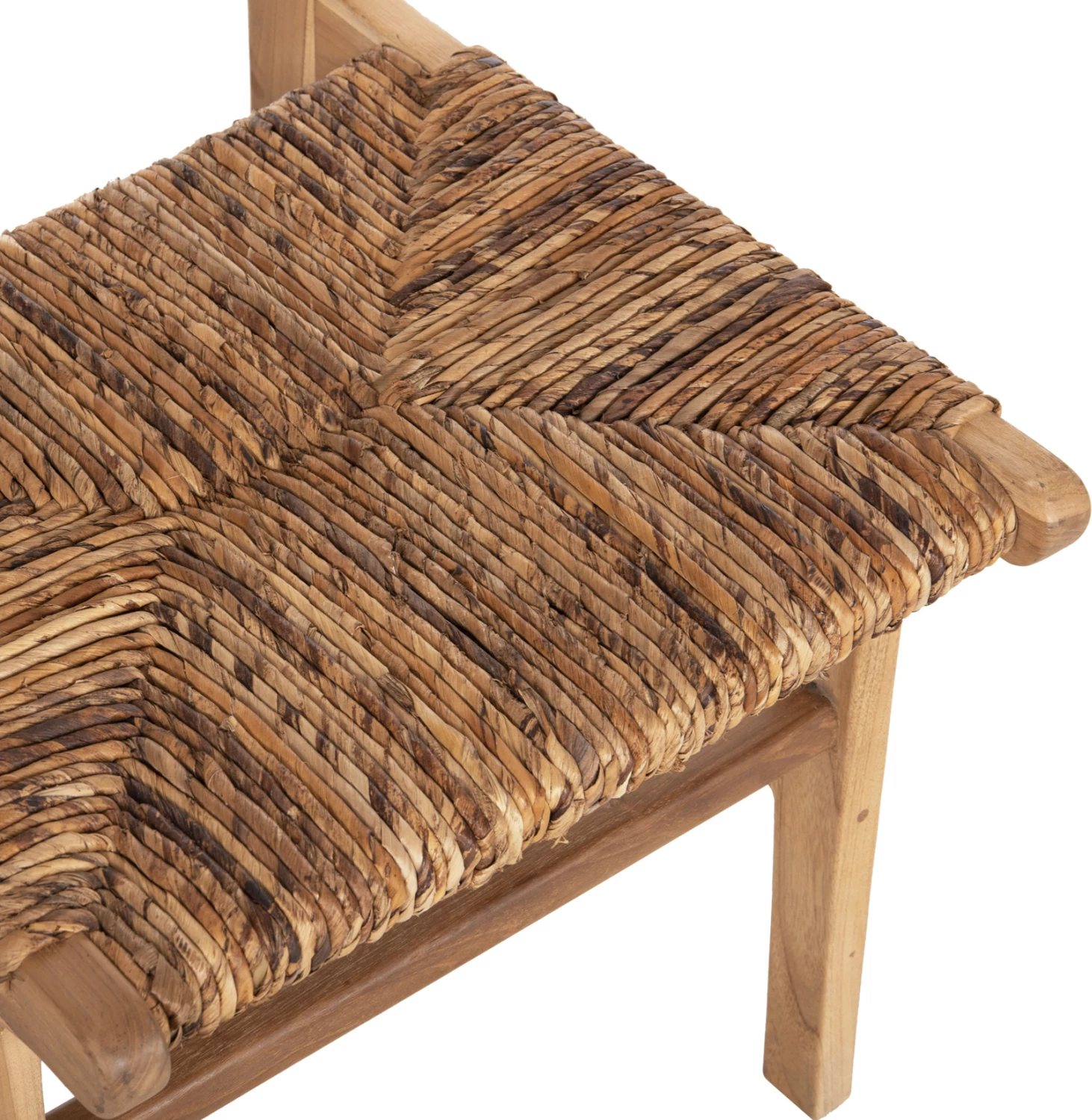 Stol FH9399.11 iz tikovine s slamnato oblazinjenjem na naslonjalu in sedežu naravne barve 51x60,5x88H cm