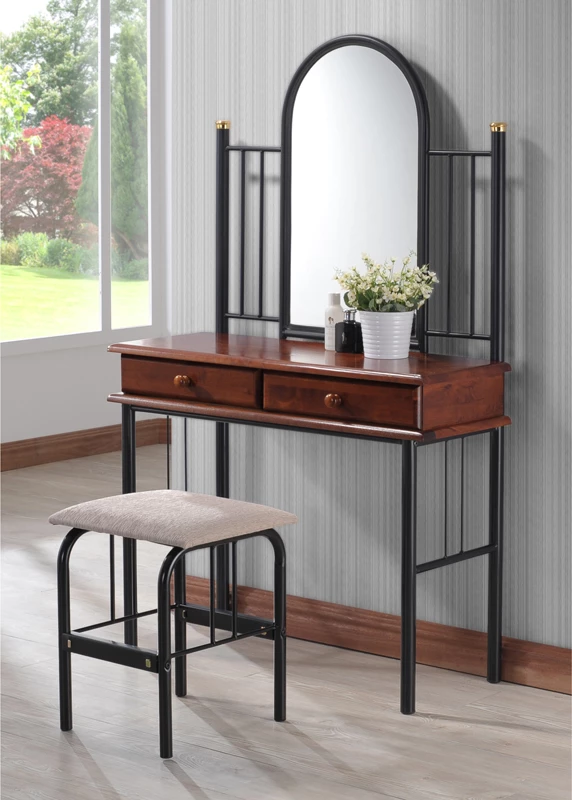 Trepalna mizica za ličenje s stolom Tressa, rjava, les-metal črno