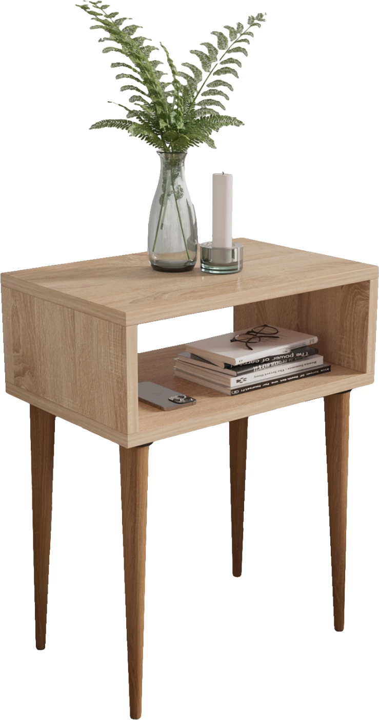 Nočna omarica TODD FH18183.03 melamin v sonama-barvi, noge v barvi naravnega lesa 45x30x58Hcm