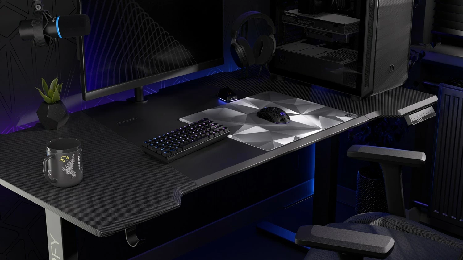 Podloga za miško Crystal Black L, Endorfy, za igralce, bela-črna