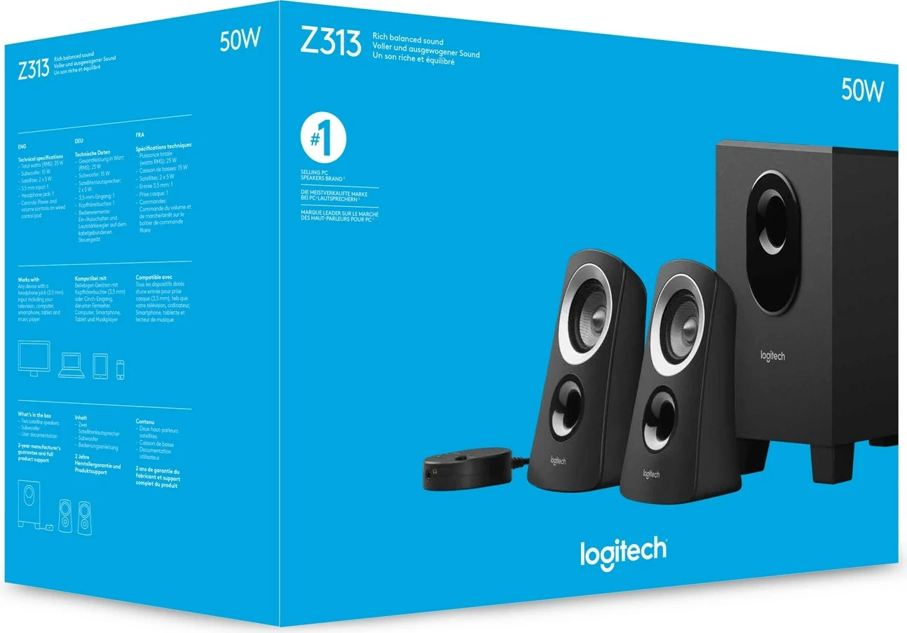 Zvočni sistem 2.1 Logitech Z313, črn