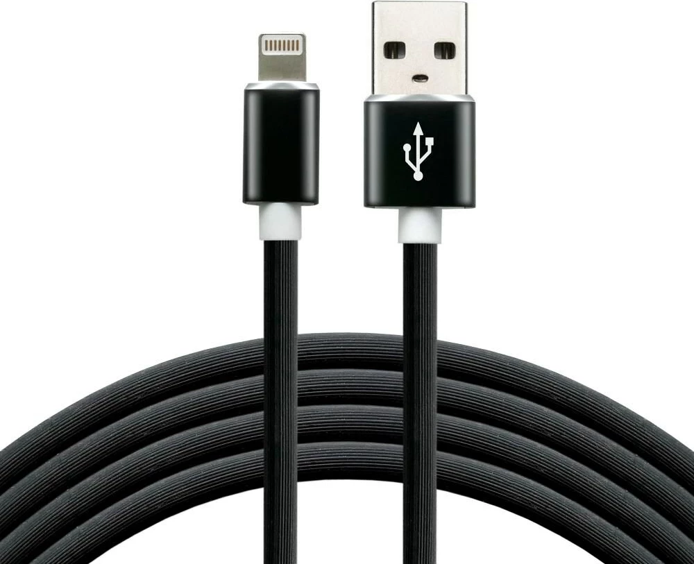 Kabеl za polnjenje za Apple Lightning, 2,4A, 1 m, črn — everActive