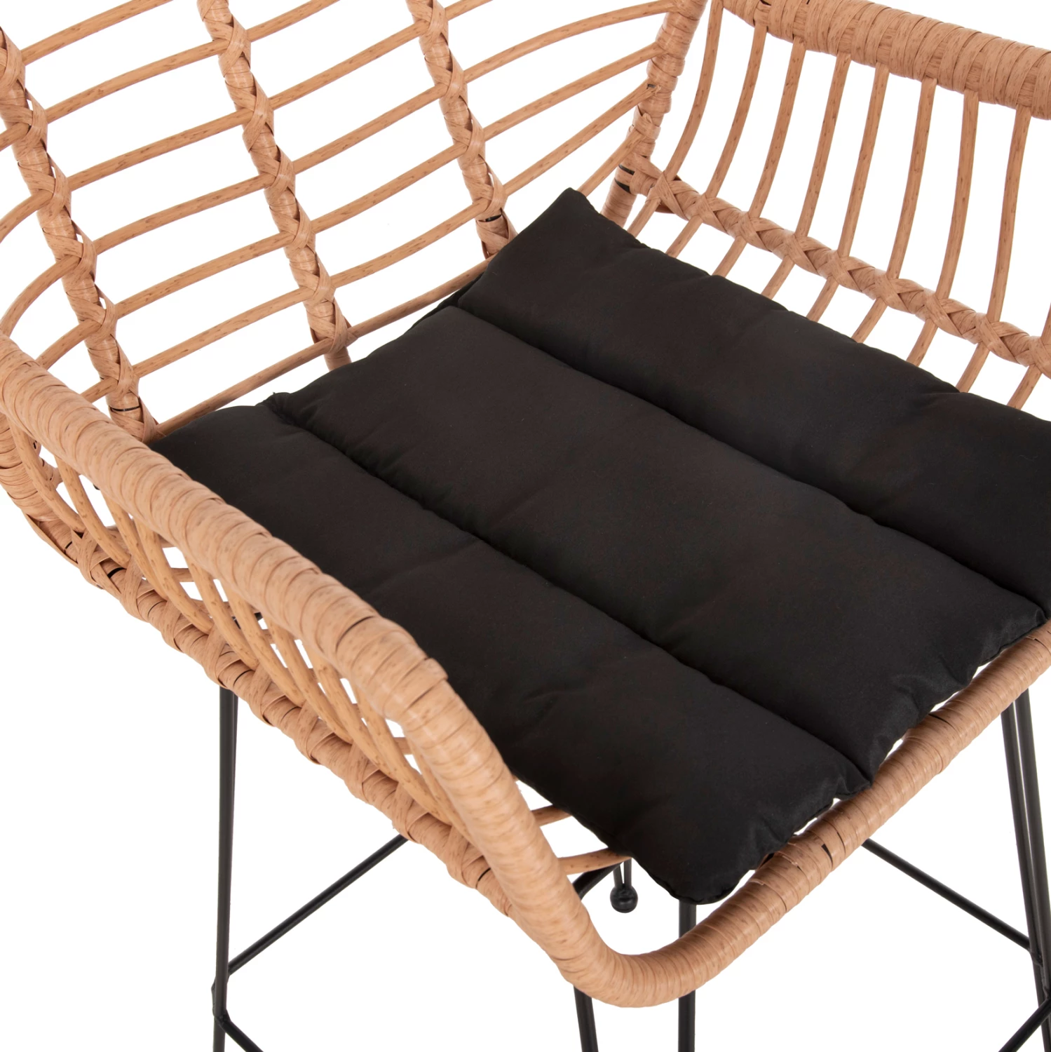 Barski stol (visok sedež) Allegra FH5640.11 p.e. rattan v bež-črni kovini 54x55x108Hcm