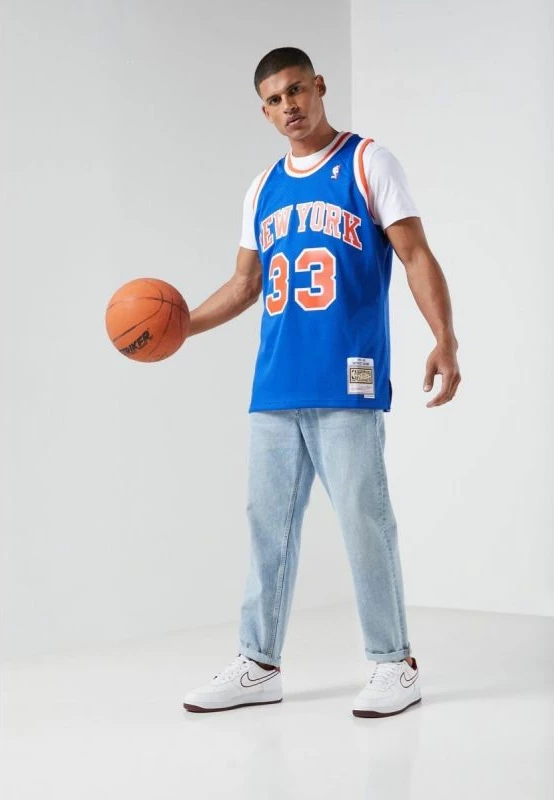 Moška majica NBA Swingman New York Knicks Patrick Ewing, Mitchell & Ness, modra