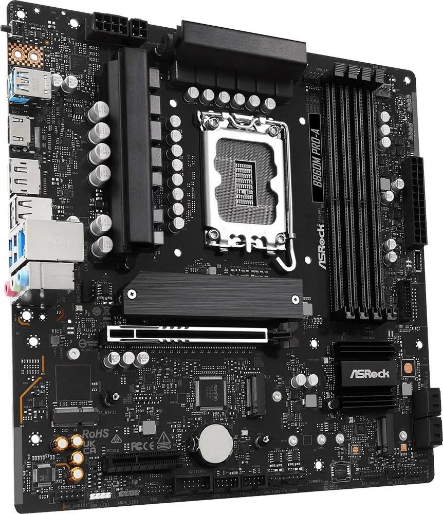 Matična plošča ASRock B860M Pro-A, micro ATX, Socket 1851, do 256 GB RAM, črna