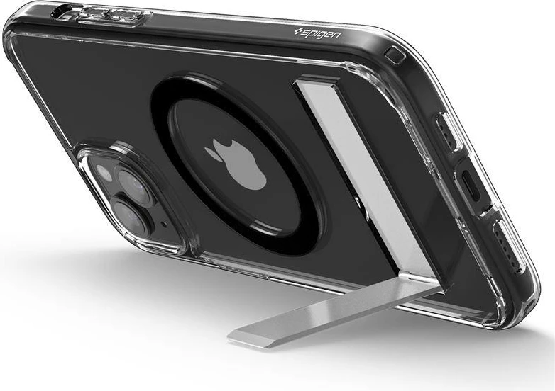 Ovitek Spigen Ultra Hybrid S MagSafe za iPhone 15 Plus, z vgrajenim stojalom, črn