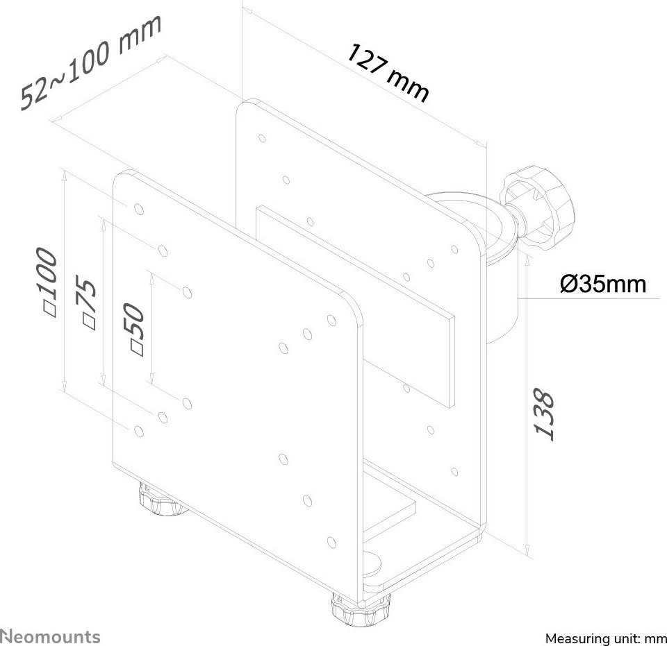 Univerzalni nosilec za thin client Neomounts THINCLIENT-10, do 10 kg, bel/črn
