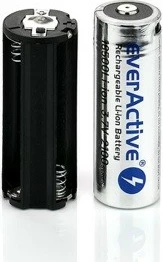 Polnilna baterija everActive 18500 Li-ion 3,7 V, 2100 mAh, USB-C, srebrna