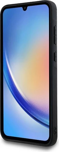 Ovitek z velikim metalnim logotipom 4G Guess za Samsung Galaxy A35, rjav