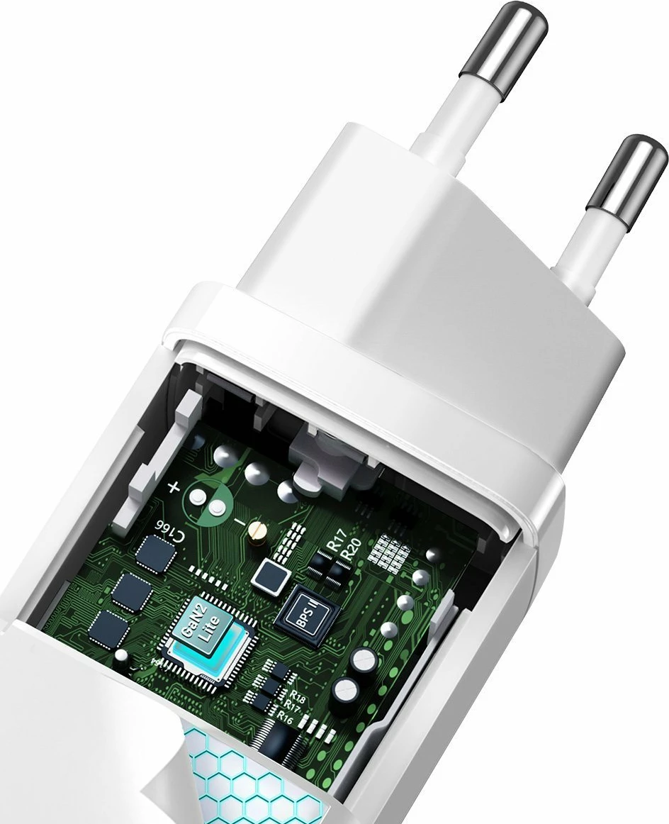Hitri polnilec 65W (USB-C + USB-A) Baseus GaN2 Lite, bel | INP-200000352