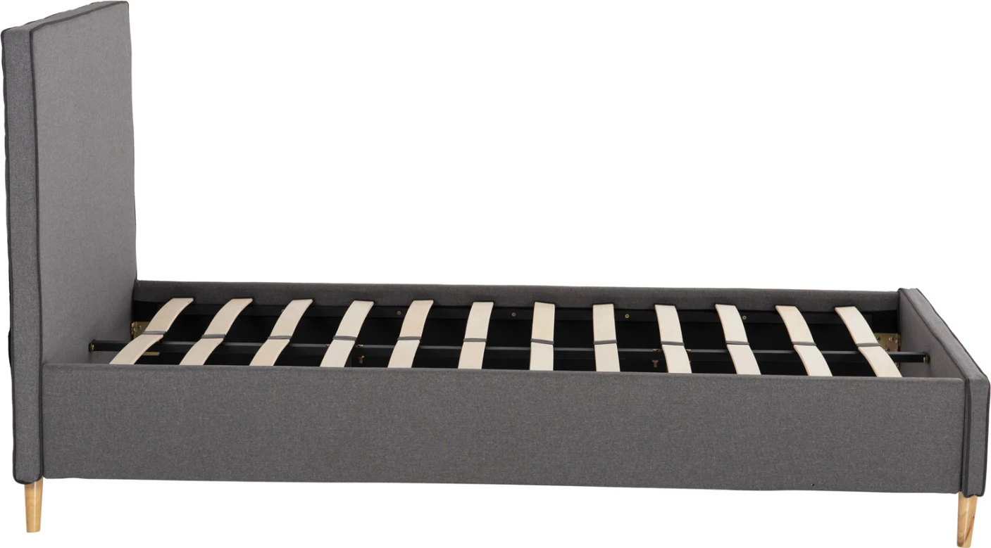 Postelja MAYLIN FH598.10 iz sive tkanine in temno sivimi robovi za vzmetnico 120x200 cm