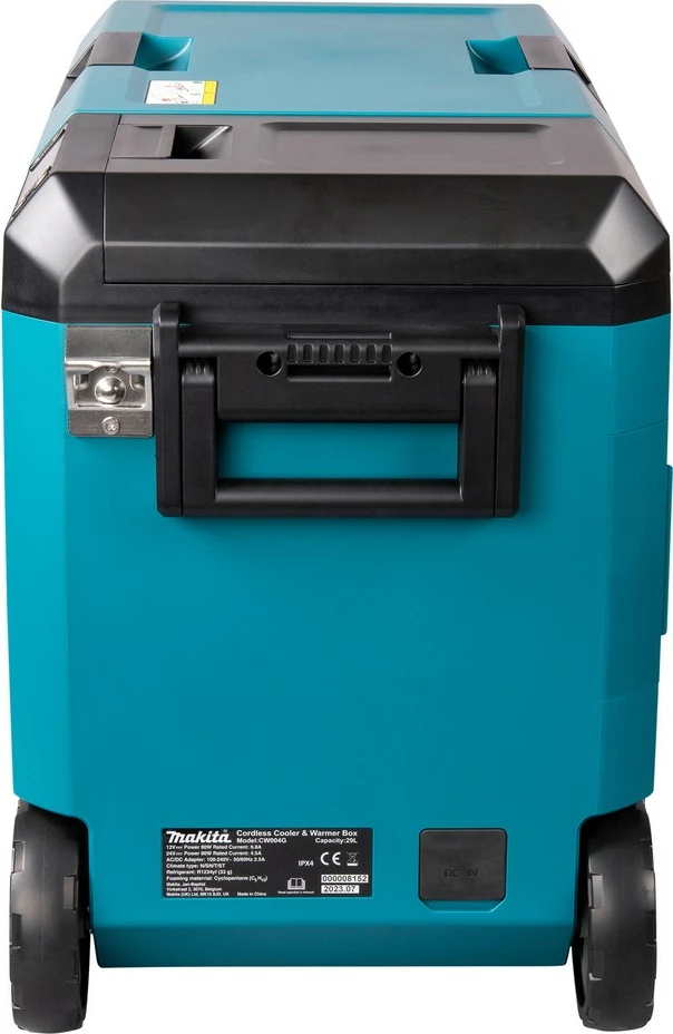 Prenosna termična škatla, hladilno-grelna, Makita CW004GZ 40V, LED zaslon, na kolesih, črno/modra