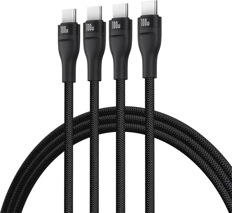 Kabel za hitro polnjenje Baseus Flash Series Type-C na C+C+C, 480 Mbps, 1,5 m, črn