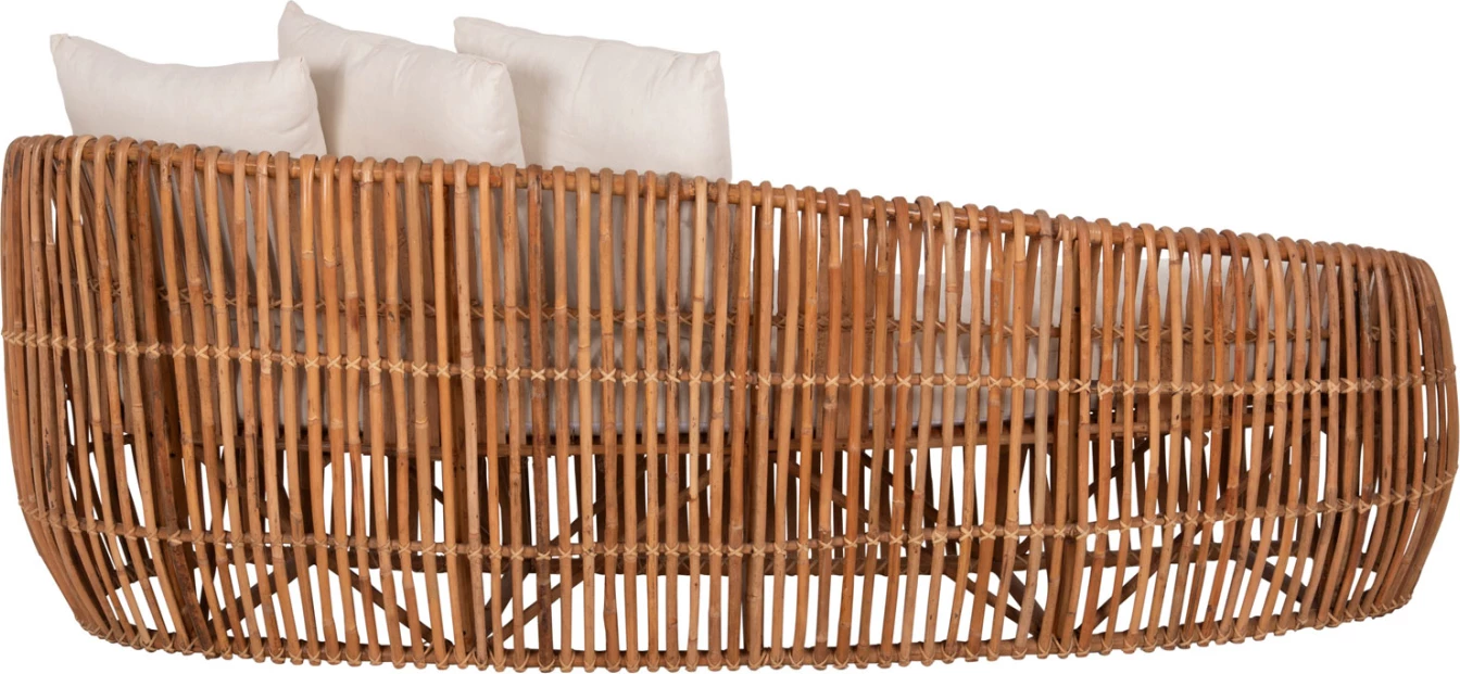 Sedežna garnitura LANTRY iz naravnega ratana - bele blazine 215x60x78H cm