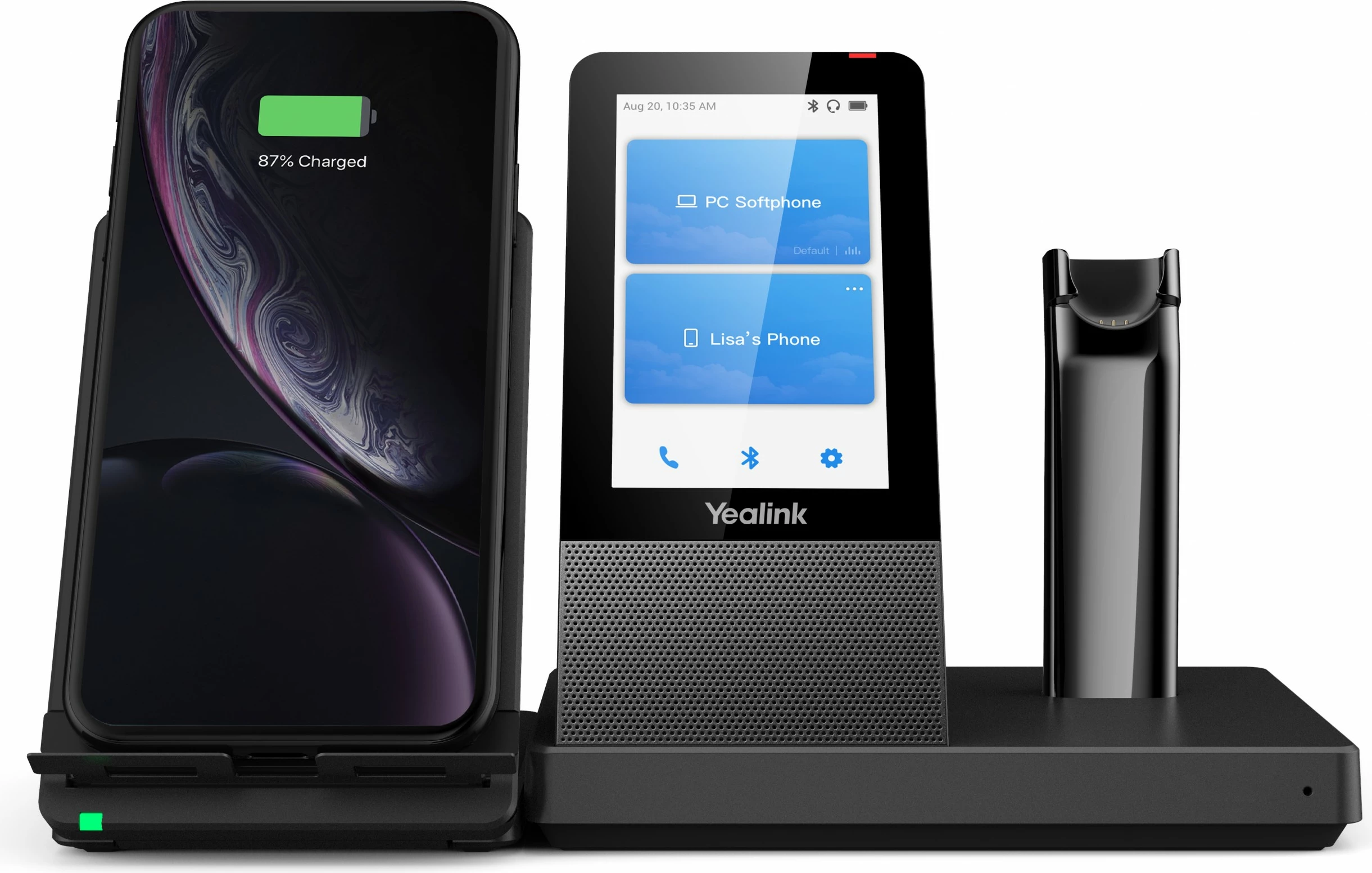 Brezžične slušalke za pisarno in klice v klicnem centru Yealink WH67 UC-DECT, črne