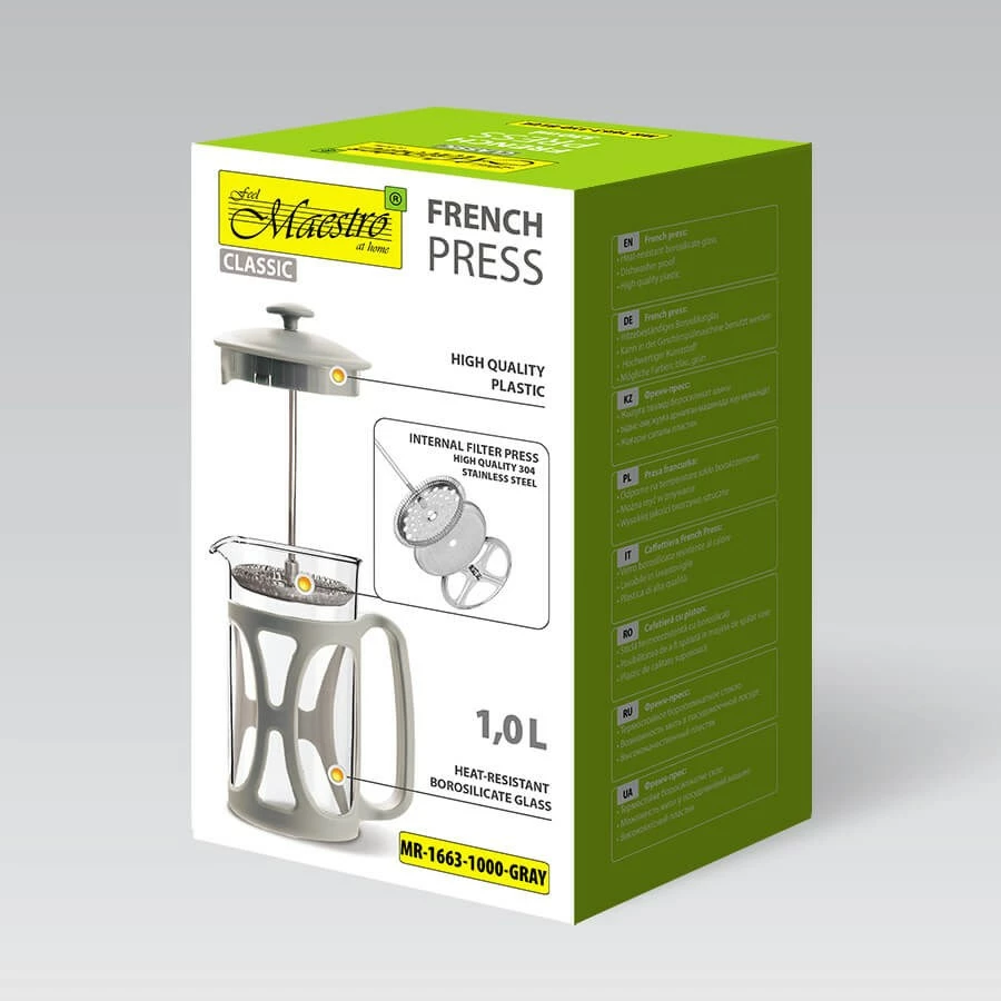 French press Maestro MR-1663, 1000 ml, siv