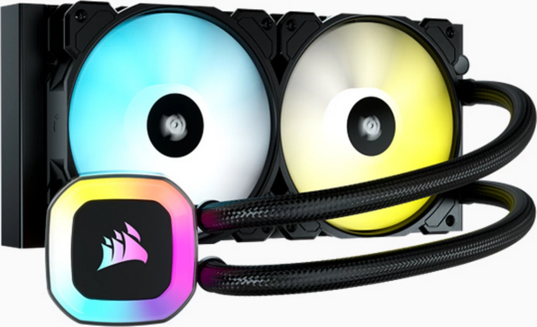 Vodno hlajenje AIO 240 mm, 2x120 mm, Corsair iCUE H100 RGB CW-9060053-WW, črno