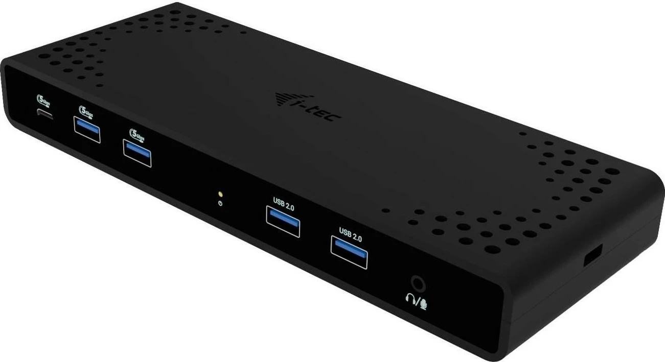 Dvojna 4K docking postaja i-tec Universal, 2xDP, 2xHDMI, LAN, avdio, Power Delivery 85W, črna