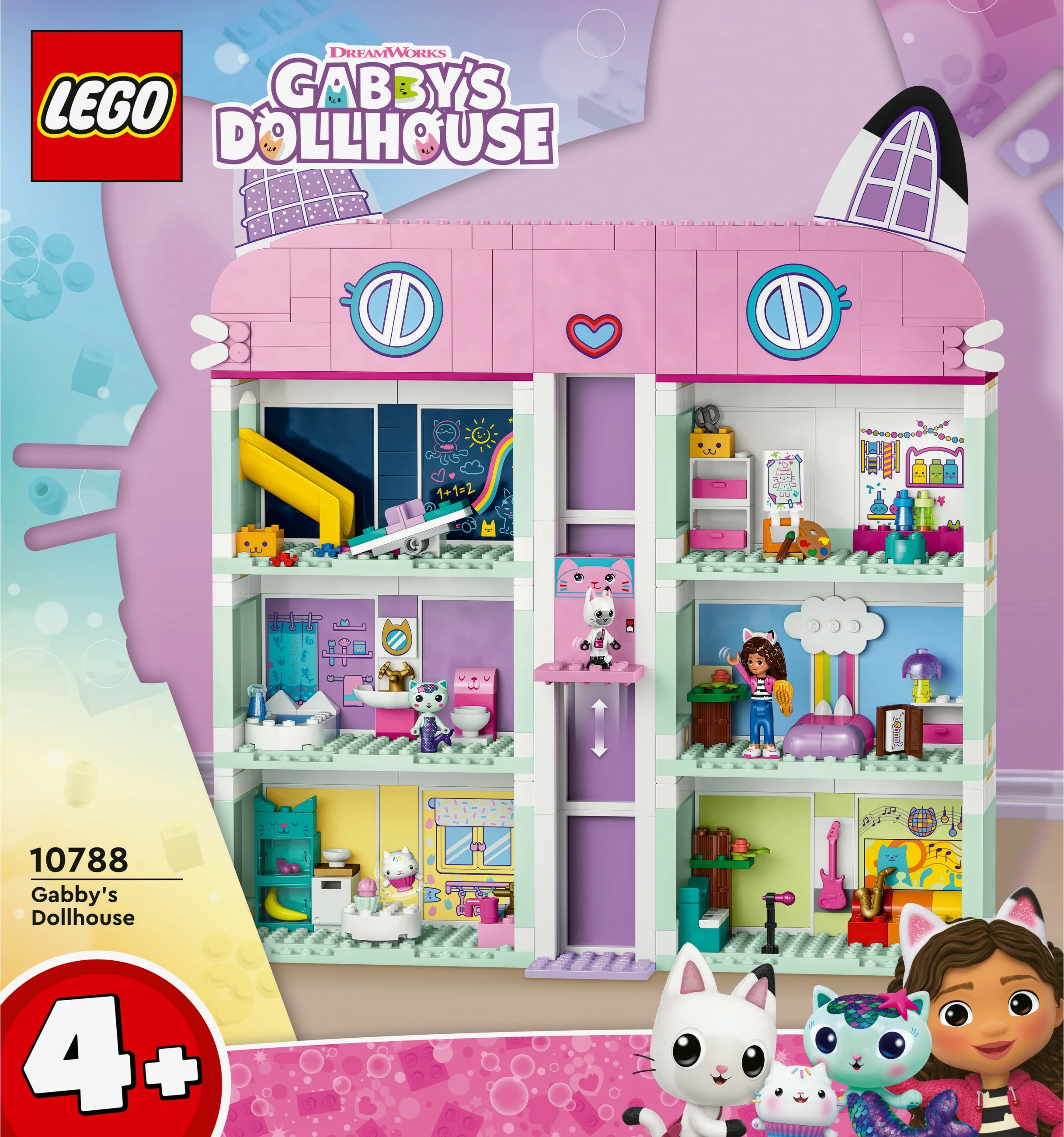 Igralni set Gabby's Dollhouse LEGO 10788, 498 delov, večbarven