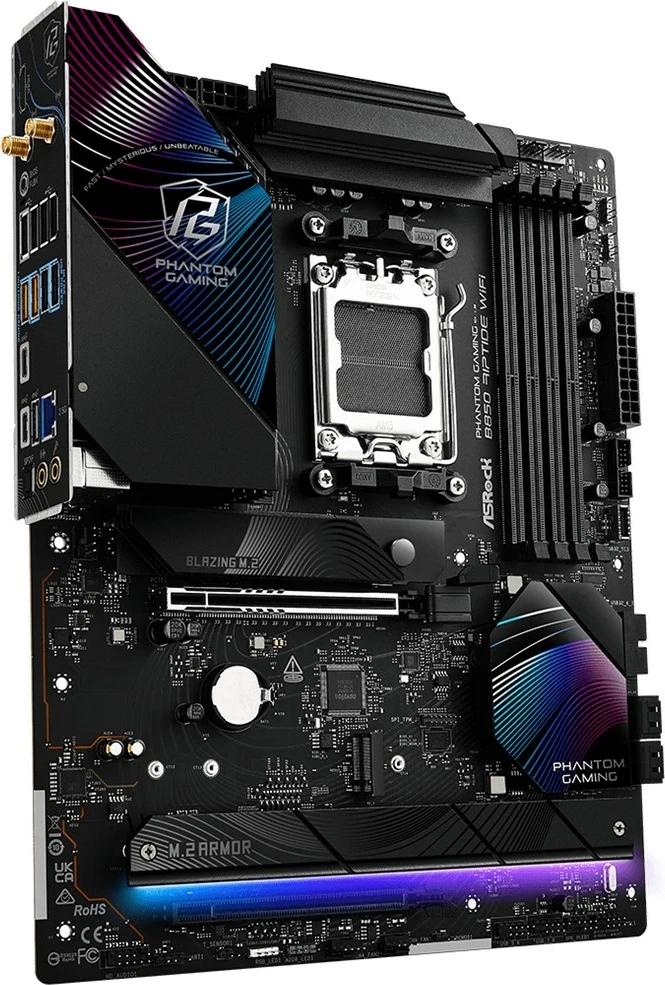 Plošča za matično ploščo Phantom Gaming B850 Riptide WiFi, ASRock, Socket AM5, ATX, črna