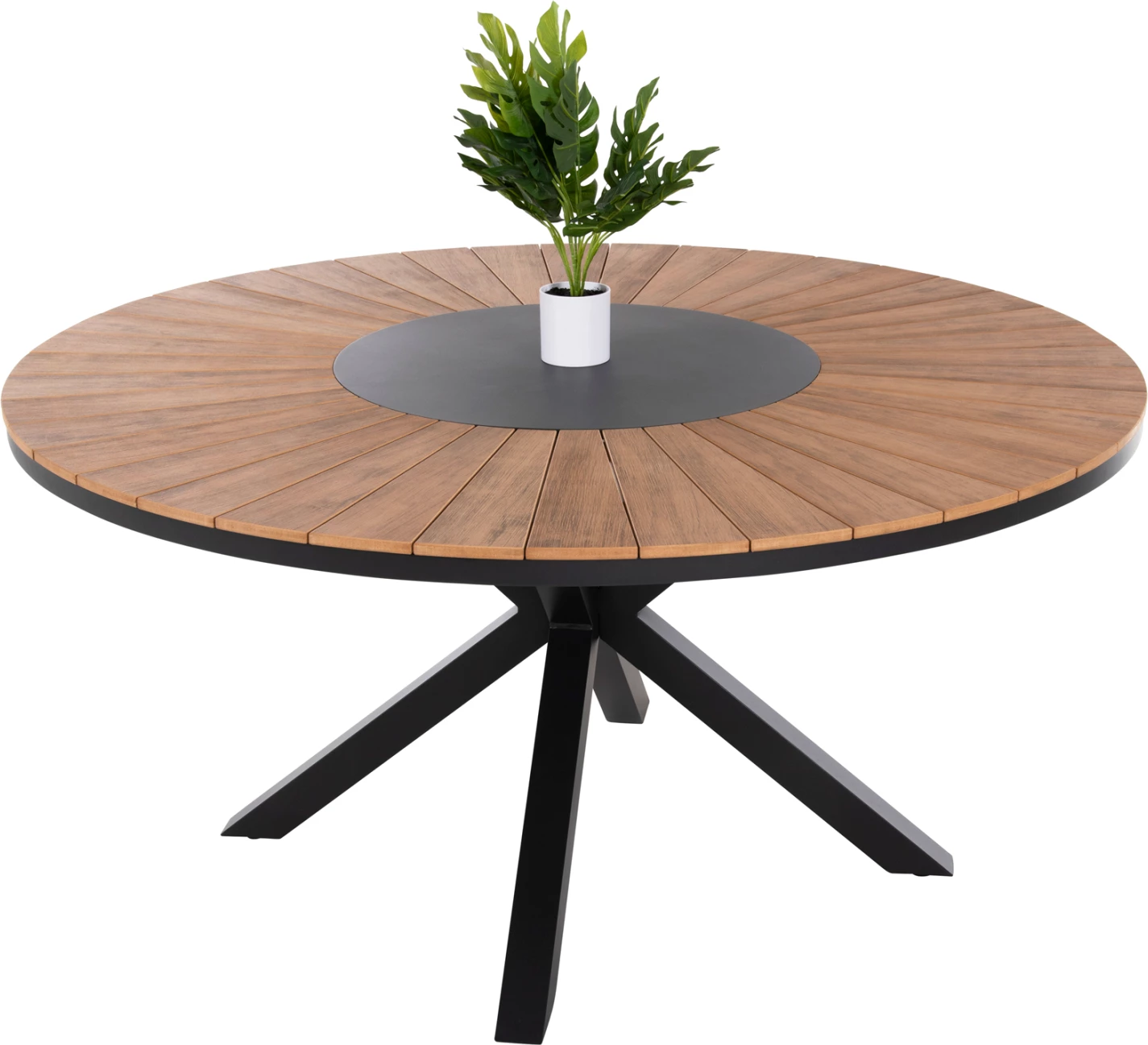 Zunanji okrogli miza MORIL FH6042.01 aluminij v antracitni barvi-poliles v naravni les Φ150cm