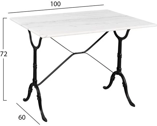 Miza z osnovo iz litega železa FH464 z marmorjem 100x60x72