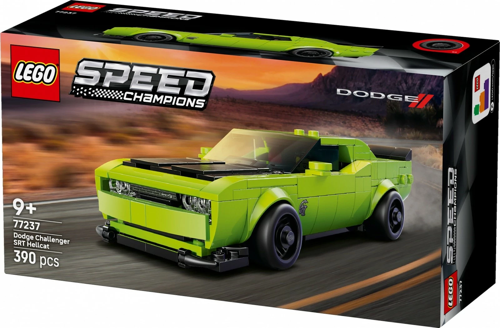 Model avtomobila Dodge Challenger SRT Hellcat, LEGO Speed Champions 77237, 390 kosov, zelen
