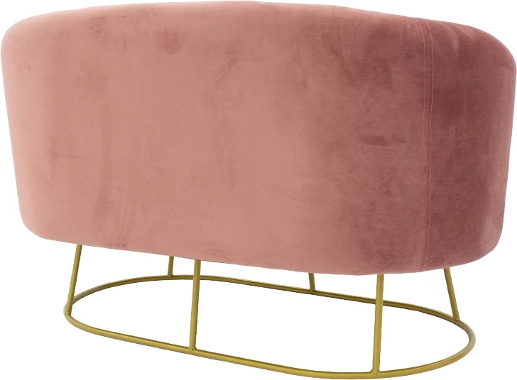 Dvosed z dvema sedežema Rony, žamet rjavkasto marelična, zlato kovinsko, 132x82x83 cm