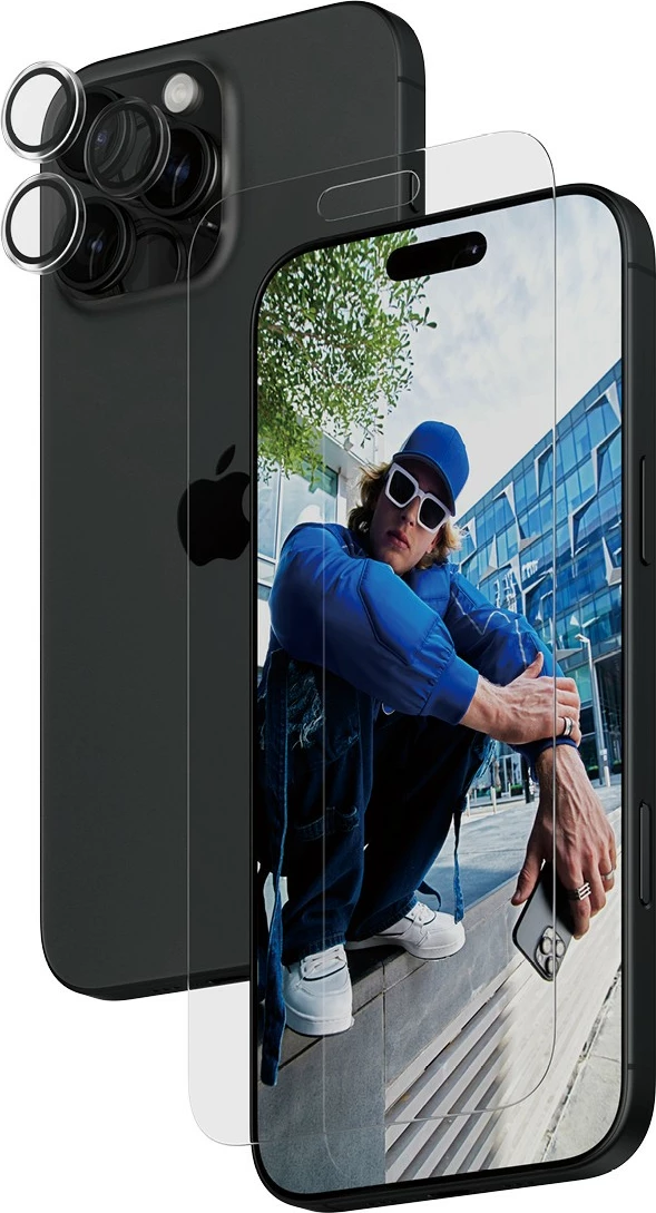 Zaščita zaslona PanzerGlass za iPhone 16 Pro Max, komplet 2-v-1, prosojna