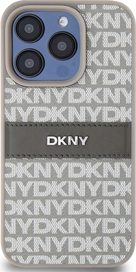 Ovitek Mono Stripe & Metal Logo DKNY za iPhone 15 Pro Max, bež