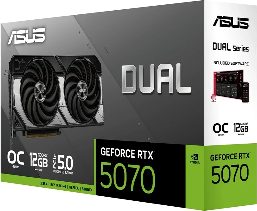Grafična kartica Dual NVIDIA GeForce RTX 5070 OC, 12 GB, večbarvna - ASUS